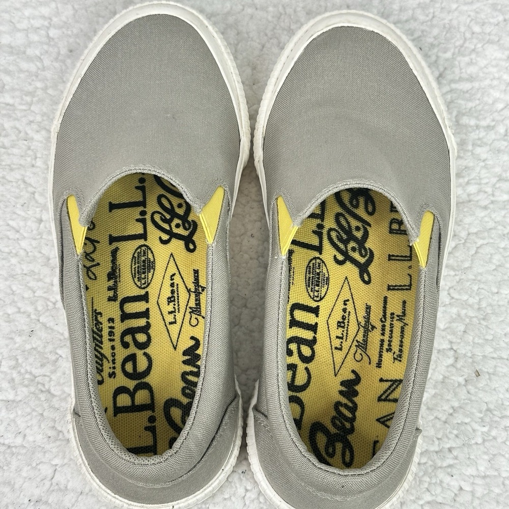L.L.Bean ECO Woods Canvas Slip-On Shoes Gray Yellow Womens Size 6 Comfort Casual - Picture 7 of 9